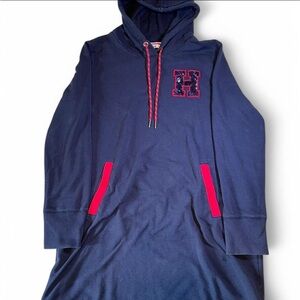 Tommy Hilfiger Women’s Navy Blue Hooded Sweater Dress Xl Cute